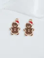 Detailed pair of Christmas gingerbread man charms with gold plating and oil drop process - Gingerbread Man Pendant (13)