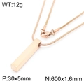 Rose gold 3D rectangular bar pendant necklace with snake chain and 600mm length detail - Pendant with Snake Bone Chain / Rose Gold