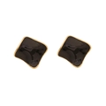 Irregular square black enamel stud earrings with polished golden metallic edges - Irregular Square / Black Gold Edge