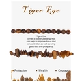 Detailed view of polished tiger eye round beads and irregular chips on a card - Tiger Eye Bracelet