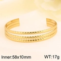 Exaggerated retro golden open triple-stacked stainless steel bracelet with diamond textures - Diamond Facet Style (KB185444-LO)