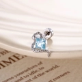 Silver snake wrap cartilage stud featuring a square light blue zircon and flat back screw - Light Sea Blue (Single Piece)