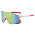 Lunettes de soleil de sport à monture blanche avec verres dégradés et embouts rouges - Monture Blanche Miroir Rouge