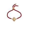 Ethnic style adjustable red braided rope bracelet with gold plated Virgin Mary zircon pendant - Virgin Mary Pendant Red Rope