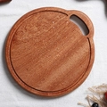 Round ebony wood mini cutting board with handle and water-resistant surface texture - Creative Round Board 32.5*30*2cm