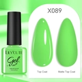 Bright green UV LED gel polish bottle with glossy and matte effect display swatches - Green (89)