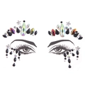 Self-adhesive black and rainbow rhinestone face jewels with star and teardrop gem designs - HF-151-Rainbow Stars Style