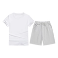 Kids summer sports set with white cotton t-shirt and grey drawstring shorts - Top And Bottom / White / Grey / 100cm