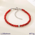 Red turquoise bead bracelet with silver extender chain and 4mm stones for men and women - Style 2 Steel Color Red Turquoise (KB207122-Z)