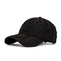 Textured black seersucker baseball cap featuring unique pleated fabric and sun protection - Black