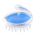 Blue silicone scalp massage brush with ergonomic handle for hair washing and cleaning - Blue