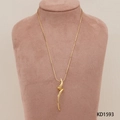 Elegant gold twisted spiral pendant necklace on a snake chain, model KD1593 - Gold Necklace (KD1593)