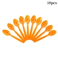 Set of 10 orange plastic spoons for basketball themed sports birthday party table decor - Plastic Spoons / Orange