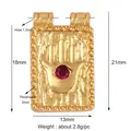 Gold-plated rectangle Evil Eye and Hamsa charm with red zircon, 21x13mm size - Gold Red Gem Hamsa Hand Style (K085219K2)
