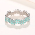 Bague en argent avec trèfles à quatre feuilles émail vert menthe style élégant - US 7 / Or blanc
