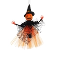 Decorazione da appendere zucca strega di Halloween con vestito in rete e ragni - Nuovo Ciondolo in Rete di Zucca