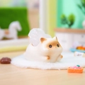 Cute cream and brown resin hamster ornament figurine lying on a white plush mat - 1244-1 Siamese Cat White Crystal