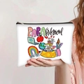 Detail of canvas pouch with PARAprfessional print and books illustration - Paraprofessional Education Style (jiayingpbb0266)