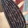 Detailed close-up of dark purple natural amethyst abacus beads for DIY jewelry making - Optimized Obsidian / 5*8mm (approx. 73 pcs/strand)