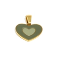 Golden 18K plated heart pendant with army green and light green enamel finish - Army Green & Light Green (Gold-1)
