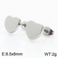 Silver heart-shaped stainless steel stud earrings measuring 8.5x8mm for women - 8.5x8mm / Steel (KE106234-K)