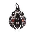 Black plated beetle pendant with white, red, and blue zircons on white background - Crystal Bee Rose Gold Plated 1PC L352085-Black