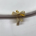 Funkelnder goldener Schleifenanhänger mit Zirkonia-Besatz für DIY-Halsketten - Voll Zirkonia Schleife / Gold