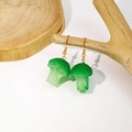 Orecchini creativi a forma di broccoli in resina verde con ganci dorati - Broccoli / Verde / Gancio d'Oro