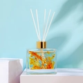 100ml square glass diffuser bottle with yellow dried flowers and white fiber sticks - Shangri-La [100ml]