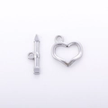 Silver stainless steel heart shaped OT toggle clasp for DIY jewelry necklace making - DY711-Large Heart Texture / Silver