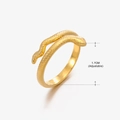 Adjustable golden snake ring with textured scales and 1.7cm inner diameter size - Gold Ring 133