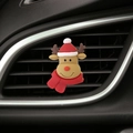 Close-up of a brown silicone reindeer car vent clip with a red Christmas hat and scarf - Large Reindeer