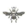 Silver bee metal alloy pendant with textured wings and top ring for DIY jewelry making - 1pc Antique Silver Bee 32x24mm