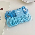 Blue knit elastic hair ties set with light and dark shades in a simple packaging - 3# Blue Tones (50pcs Bag)