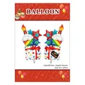 Three-tier birthday cake foil balloon with Happy Birthday text in colorful design - Cake Gift Box-English / Backing Card Included