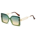 Fashion square oversized sunglasses with green frames and gradient lenses with gold temples - Green Frame Green Yellow Lens