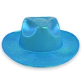 Vibrant metallic blue western cowboy hat with glossy finish for parties and festivals - Lake Blue