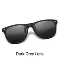 Classic matte black TR90 polarized sunglasses with gray lenses and silver rivets - Black Gray