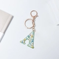 Floral letter A keychain with rose gold hardware and colorful garden pattern ornament - Letter A (No Tassel)