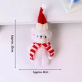 Detailed view of 20cm plush Christmas bear with red knitted hat and striped scarf - 15-18cm / Christmas Blush White Red White Scarf