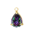 Pear-shaped iridescent zircon pendant with gold-plated three-prong stainless steel setting - Rose Gold Setting / 15 Colorful (Zirconia)