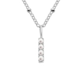 Minimalist titanium steel necklace with a vertical four-pearl pendant in silver color. - I-Steel Color