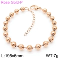 Minimalist rose gold beaded titanium steel bracelet with lobster clasp and extender chain - 6mm Bracelet / Rose Gold