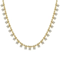 Elegant gold S925 sterling silver olive branch necklace with dangling round cut diamonds - Multiple Square Drop Charms Style (DY190680)