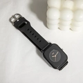 Orologio al quarzo quadrato minimalista con cinturino in silicone nero e lancette dorate su tela - Nero (Fibbia Argentata)