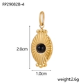 Vintage oval stainless steel pendant with black natural stone and sunburst texture - Black (FP29082B-4)