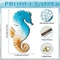 Wooden seahorse wall art decor featuring blue ocean wave print for coastal nursery style - Mediterranean Seahorse Style (Y24Y50746_Q) / 25x13.8x0.5cm