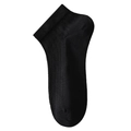 Solid black mulberry silk mesh ankle socks with ribbed elastic cuffs for women - One Size / Black