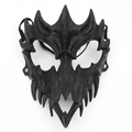 Black dragon bone half-face mask with realistic bone texture and elastic head strap - Dragon (Black)