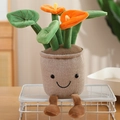 Cute plush potted anthurium plant toy with smiling face and small legs variant - 10cm Keychain Style / Orange